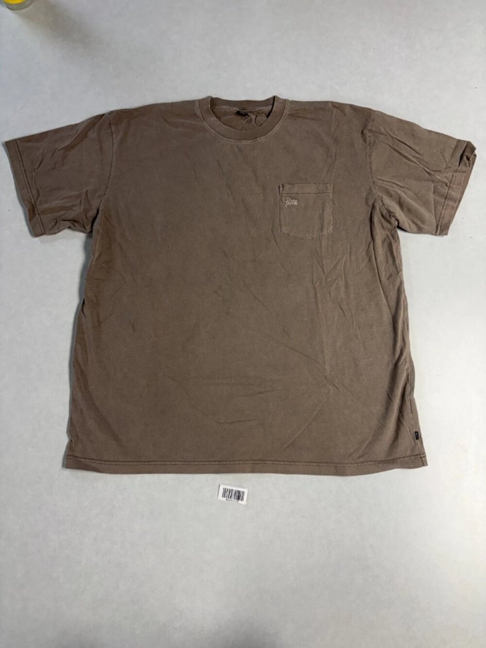 Patta Mens Embroidered Script Logo Basic Pocket T-Shirt Brown Size XXL